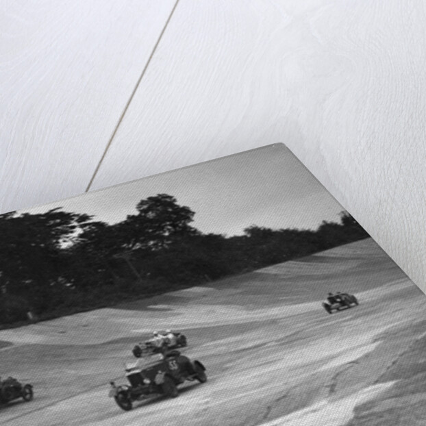 Cars racing on the banking at a JCC Members Day, Brooklands by Bill Brunell