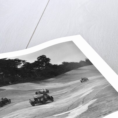 Cars racing on the banking at a JCC Members Day, Brooklands by Bill Brunell