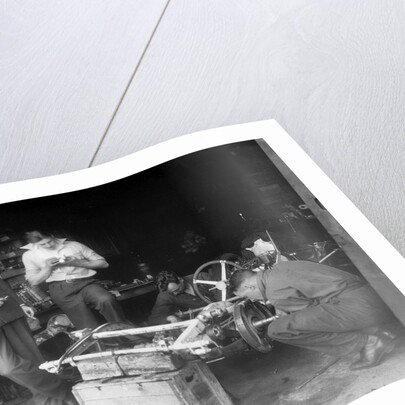 Working on the chassis of Raymond Mays' 2996 cc Vauxhall-Villiers by Bill Brunell