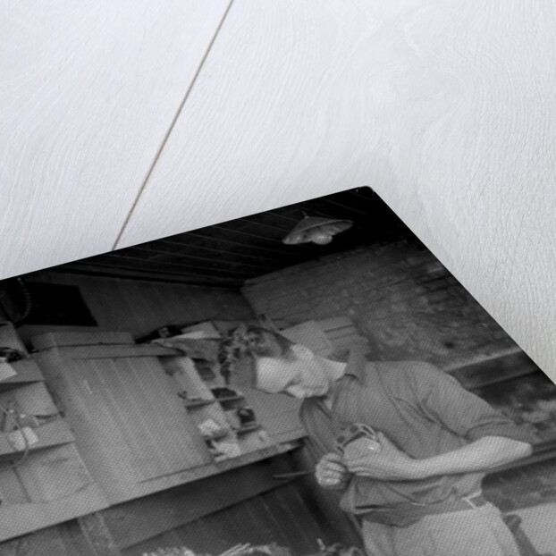 Mechanic working on Raymond Mays' 2996 cc Vauxhall-Villiers by Bill Brunell