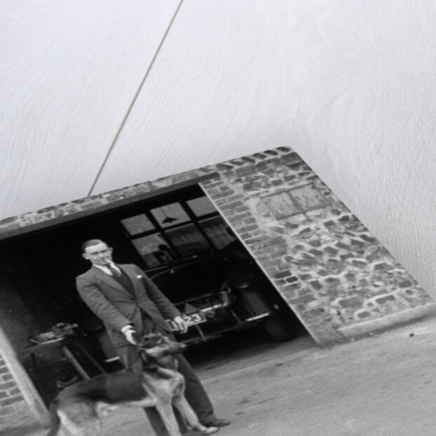 Geoffrey Baker and his alsatian by Bill Brunell