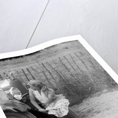 Kitty Brunell road testing a 1931 Delage D8 by Bill Brunell