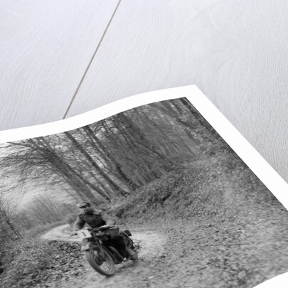 Motorcycle ridden by RD Quincy competing in the Inter-Varsity Trial, November 1931 by Bill Brunell