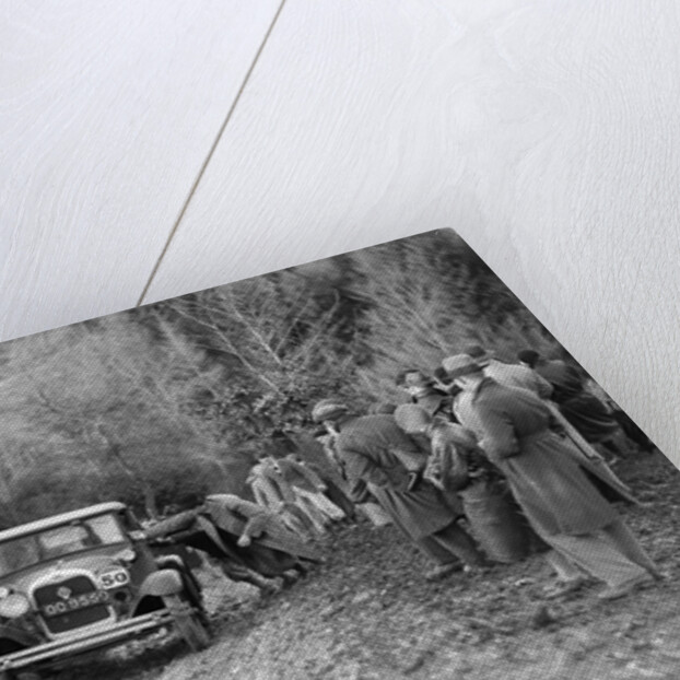 KHL Seaton's Ford Model A saloon receiving a push in the Inter-Varsity Trial, 1930 by Bill Brunell