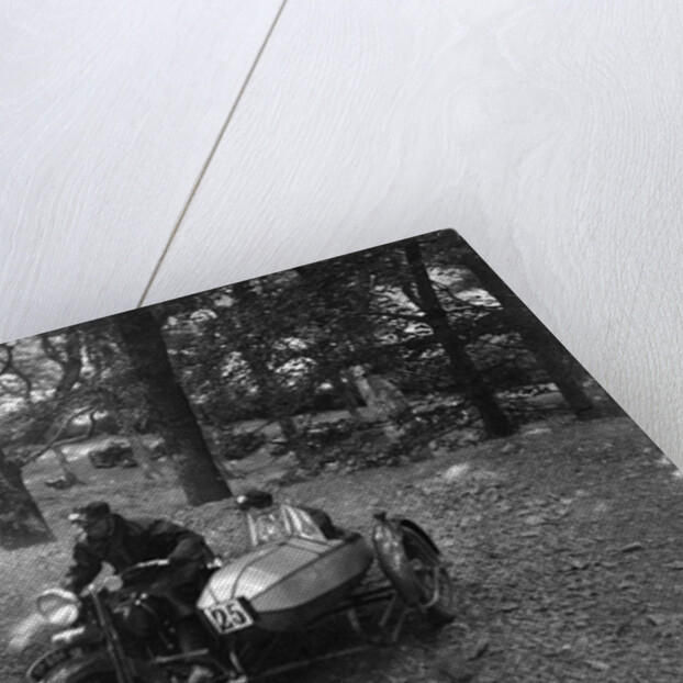 Harley-Davidson and sidecar, B&HMC Brighton-Beer Trial, Fingle Bridge Hill, Devon, 1934 by Bill Brunell