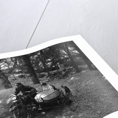 Harley-Davidson and sidecar, B&HMC Brighton-Beer Trial, Fingle Bridge Hill, Devon, 1934 by Bill Brunell