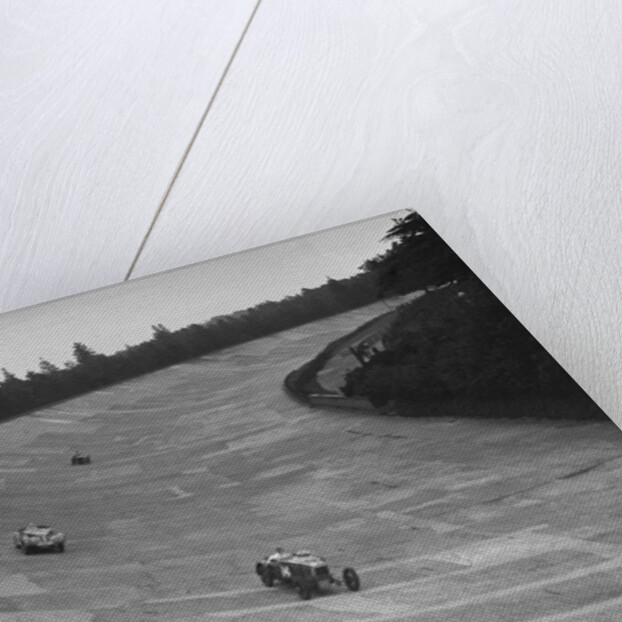 Frazer-Nash and Frazer-Nash BMW racing on the banking at Brooklands, 1938 or 1939 by Bill Brunell