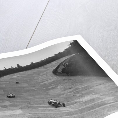 Frazer-Nash and Frazer-Nash BMW racing on the banking at Brooklands, 1938 or 1939 by Bill Brunell