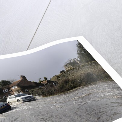 Vehicles on Flooded road at Beaulieu 2008 by Unknown