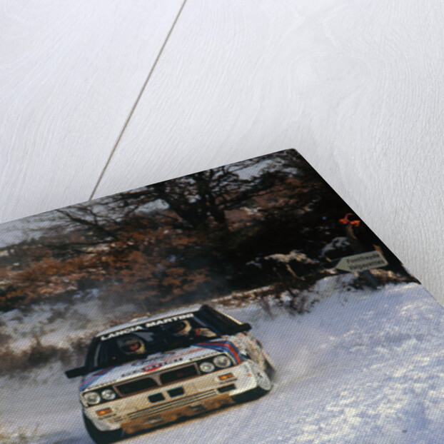Juha Kankkunen in Lancia Delta HF during 1987 Monte Carlo Rally. He finished 2nd overall by Unknown