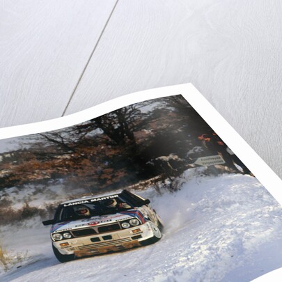 Juha Kankkunen in Lancia Delta HF during 1987 Monte Carlo Rally. He finished 2nd overall by Unknown