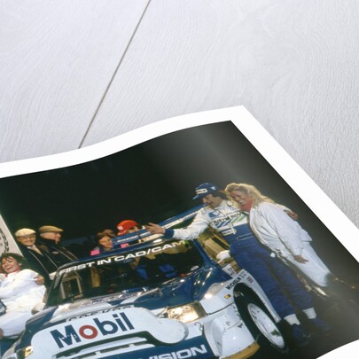 1986 RAC Rally. Tony Pond and Rob Arthur celebrate finishing 6th in MG Metro 6R4 by Unknown