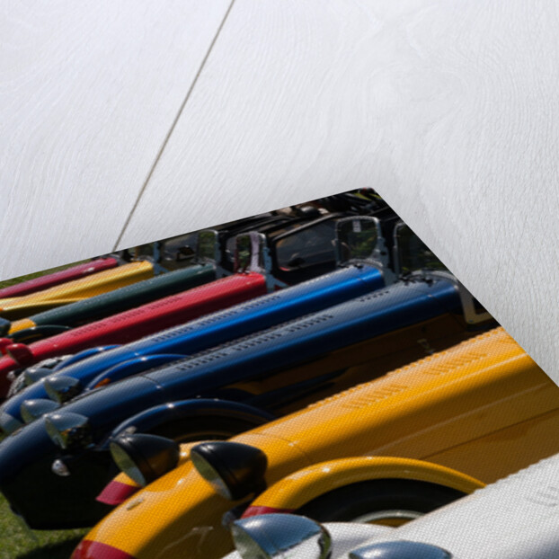 Row of Caterham Sevens at club meeting event by Anonymous