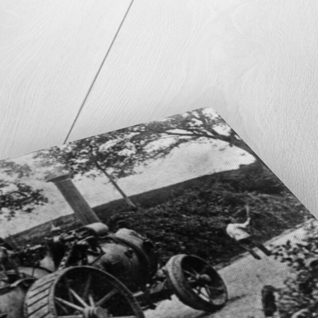 1869 Tasker traction engine with red flag man at the front by Anonymous