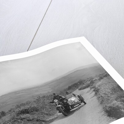 Harley-Davidson and sidecar of RW Praill competing in the MCC Torquay Rally, 1938 by Bill Brunell