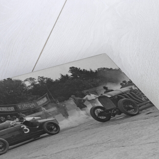 Fiat, Bugatti and Benz competing at a Surbiton Motor Club race meeting, Brooklands, Surrey, 1928 by Bill Brunell