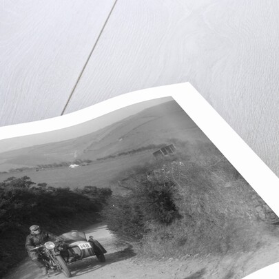 497 cc Ariel and sidecar of R Newman at the MCC Lands End Trial, Beggars Roost, Devon, 1936 by Bill Brunell