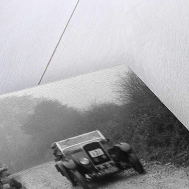 Triumph of J Cramer-Parry passing an official's Riley, MCC Exeter Trial, Blackhill, Dorset, 1930 by Bill Brunell