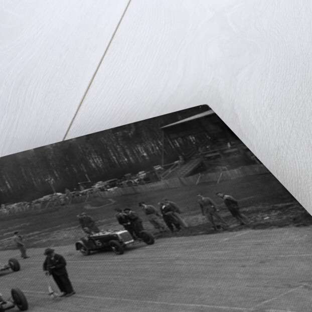 MG Q type, Frazer-Nash Shelsley and Bugatti Type 51 on the starting grid at Donington Park, 1930s by Bill Brunell