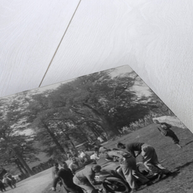 Crashed Austin 7 of B Sparrow, Donington Park Race Meeting, Leicestershire, 1933 by Bill Brunell