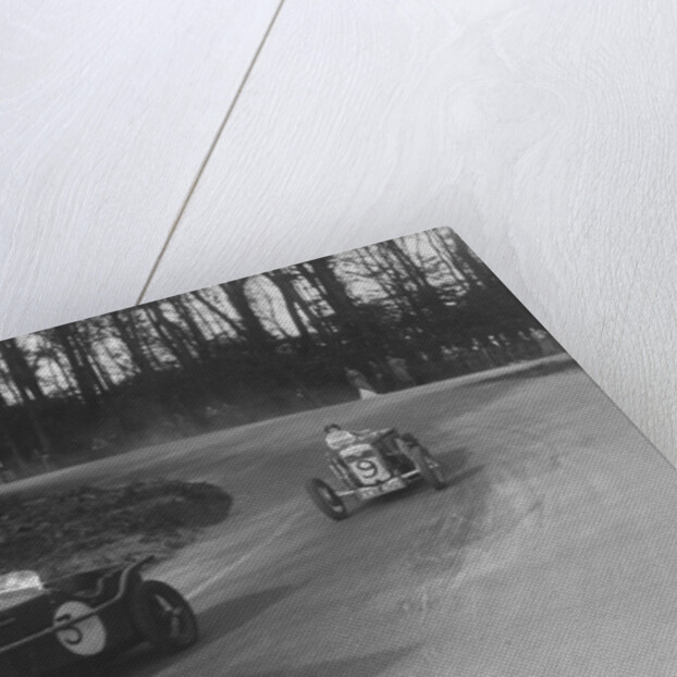 Two Frazer-Nash cars racing at Donington Park, Leicestershire, 1930s by Bill Brunell
