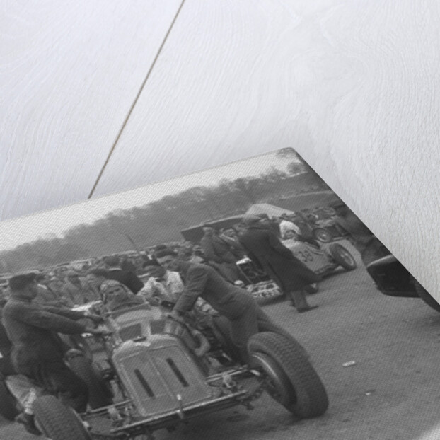 Dick Seaman's ERA, Dick Shuttleworth's Alfa Romeo and a MG Magnette at Donington Park, 1935 by Bill Brunell