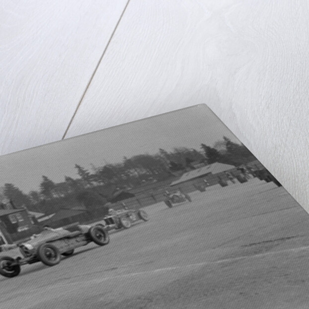 Two Bugatti Type 37s and an MG racing at Brooklands, Surrey, 1930s by Bill Brunell