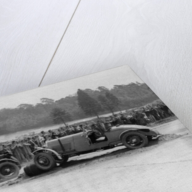 Lagonda passing R Childe's crashed Lea-Francis, BARC 6-Hour Race, Brooklands, Surrey, 1929, by Bill Brunell