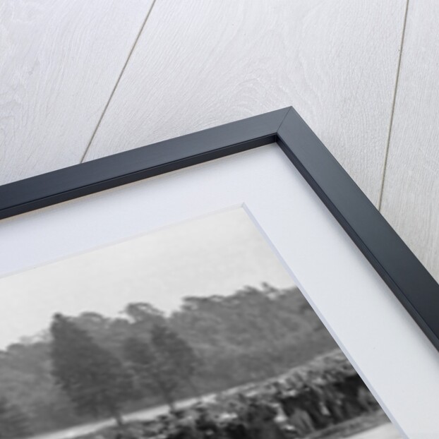 Lagonda passing R Childe's crashed Lea-Francis, BARC 6-Hour Race, Brooklands, Surrey, 1929, by Bill Brunell