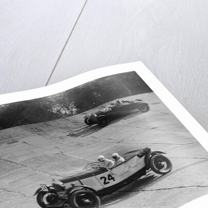 Lagonda and Alfa Romeo on the banking at the JCC Double Twelve Race, Brooklands, Surrey, 1929 by Bill Brunell