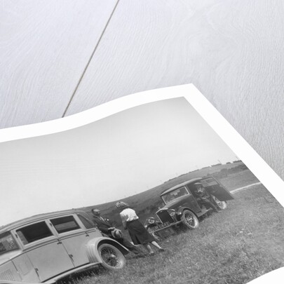 Wolseley Hornet of JW Whalley and Kitty Brunell's Bianchi saloon, B&HMC Brighton Motor Rally, 1930 by Bill Brunell