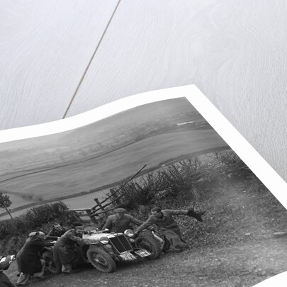 MG PB of K Scales getting a push during the MG Car Club Midland Centre Trial, 1938 by Bill Brunell