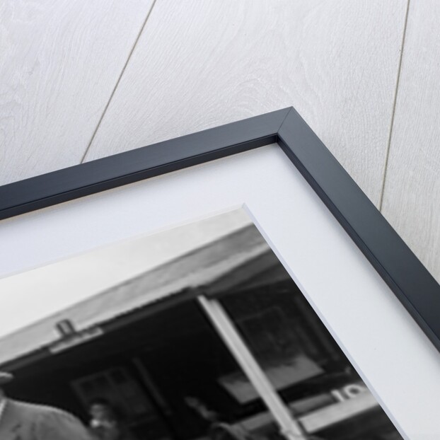 Two men chatting at Brooklands motor racing circuit, Surrey, 1920s by Bill Brunell