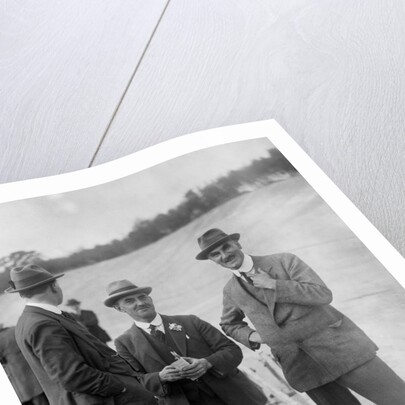 John Portwine and Selwyn Edge of AC Cars at Brooklands motor racing circuit, Surrey, c1921 by Bill Brunell