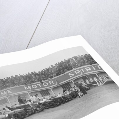 Cars at the start of a BARC race, Brooklands, 1930 by Bill Brunell