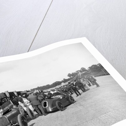 Bugatti Special 1 and Gwynne Special in the pits at a BARC meeting, Brooklands, 1933 by Bill Brunell