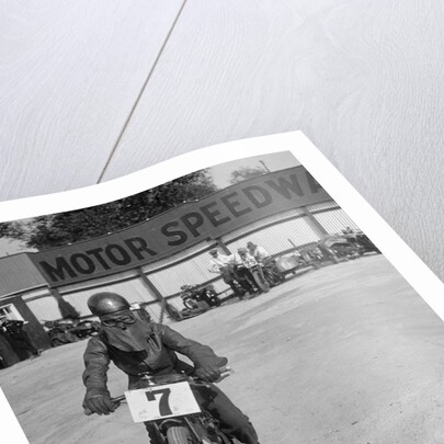 A rider at Lea Bridge speedway circuit, Leyton, London, 1928 by Bill Brunell