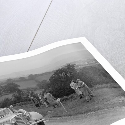 Jaguar SS saloon of N Howfield competing in the South Wales Auto Club Welsh Rally, 1937 by Bill Brunell