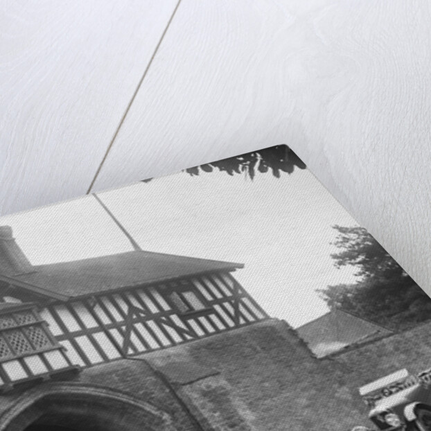 Singer 10 hp open 2-seater by the gatehouse of Stokesay Castle, Shropshire, 1920s by Bill Brunell