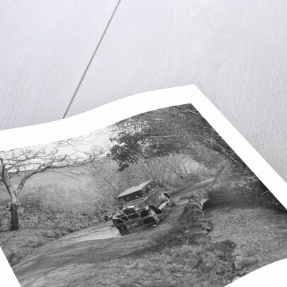 Singer Super Six driving through a ford at Croydon Hill, near Timberscombe, Somerset, 1930s by Bill Brunell