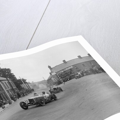 Edgar Maclure's Riley leading Tim Birkin's Alfa Romeo, RAC TT Race, Ards Circuit, Belfast, 1932 by Bill Brunell