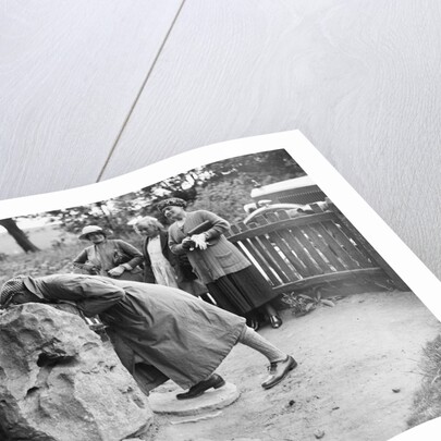 People visiting King Alfred's Blowing Stone, Kingston Lisle, near Uffington, Oxfordshire, c1920s by Bill Brunell