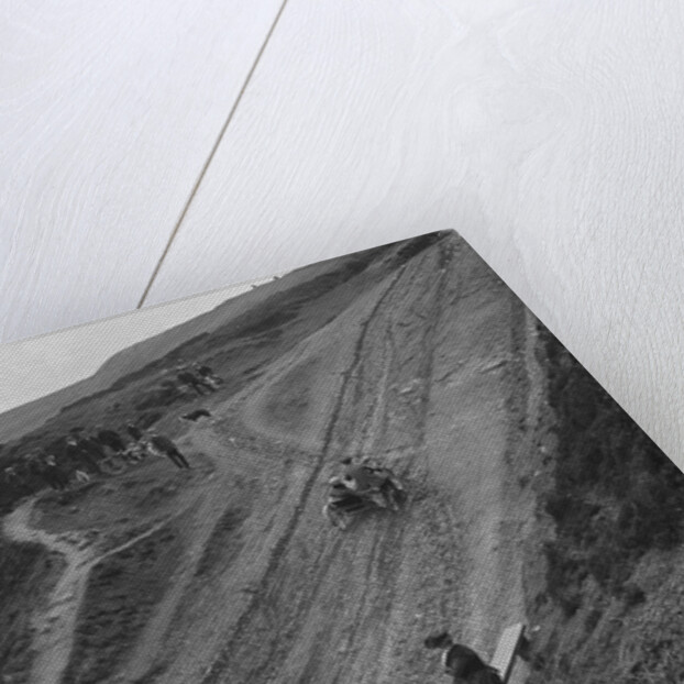 Unidentified motorcycle and sidecar, Rosedale Chimney Bank, Yorkshire, c1920-c1939 by Bill Brunell