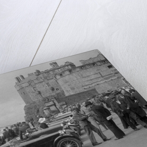 Kitty Brunell and her MG Magna on Castle Esplanade, Edinburgh, RSAC Scottish Rally, 1932 by Bill Brunell
