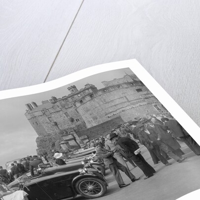 Kitty Brunell and her MG Magna on Castle Esplanade, Edinburgh, RSAC Scottish Rally, 1932 by Bill Brunell