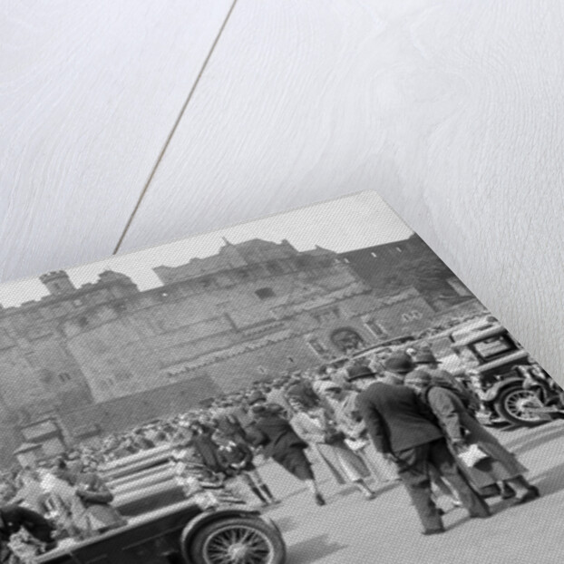 Kitty Brunell and her MG Magna on Castle Esplanade, Edinburgh, RSAC Scottish Rally, 1932 by Bill Brunell