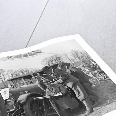 Surbiton Motor Club motorcycle trial, Talbot Hotel, Ripley, Surrey, c1930. by Bill Brunell