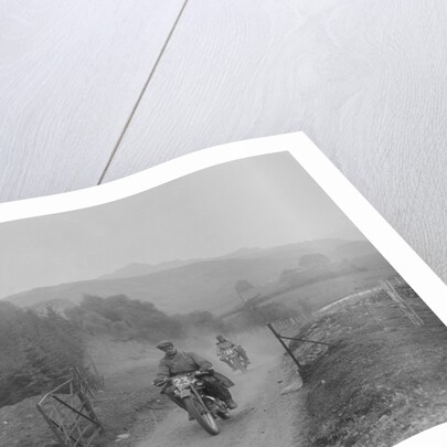 493 cc Triumphs of L Crisp and KP Jones competing in E&DMC Scottish 6 Days Trial, 1933. by Bill Brunell