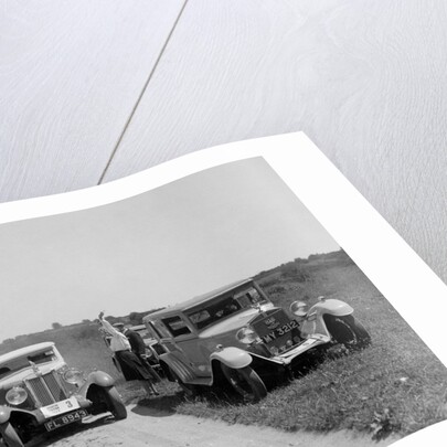 MG 18/80 of Mrs R Gough and Bianchi of Kitty Brunell at the B&HMC Brighton Motor Rally, 1930 by Bill Brunell