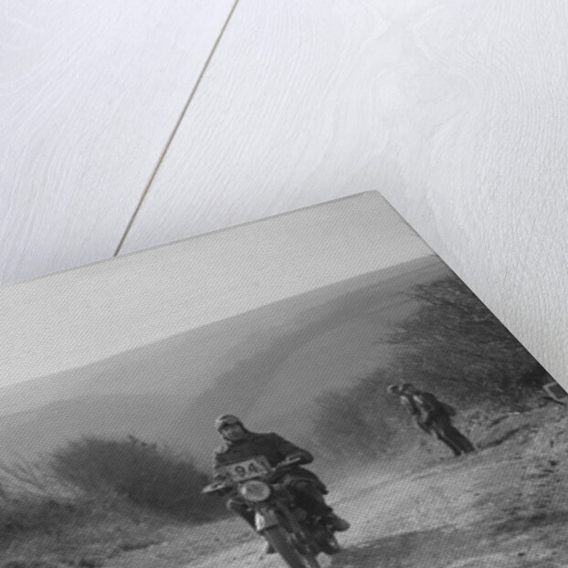 498 cc Triumph of CJ Dennis, MCC Lands End Trial, top of Beggars Roost, Exmoor, 1939 by Bill Brunell